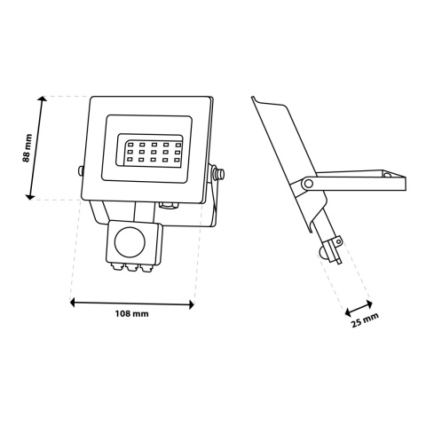 Naświetlacz LED 10W 900lm Halogen z Czujnikiem Ruchu Zewnętrzny IP44 6500K