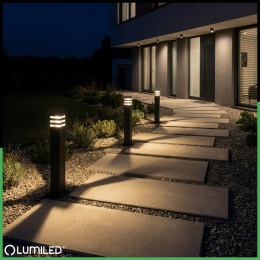 Słupek Ogrodowy 80cm Lampa Zewnętrzna E27 Czarna Nowoczesna Taxus 2 Lumiled