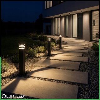 Słupek Ogrodowy 80cm Lampa Zewnętrzna E27 Czarna Nowoczesna Taxus 2 Lumiled