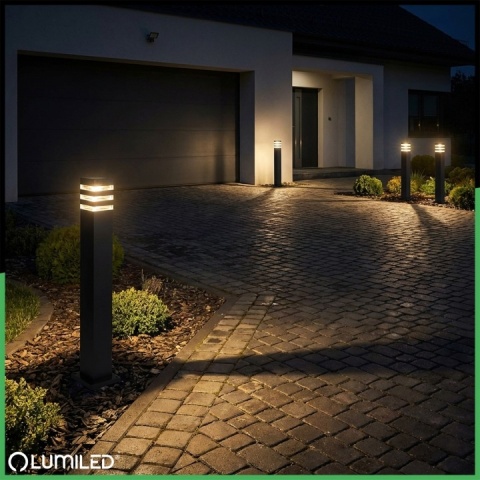 Słupek Ogrodowy 80cm Lampa Zewnętrzna E27 Czarna Nowoczesna Taxus 2 Lumiled