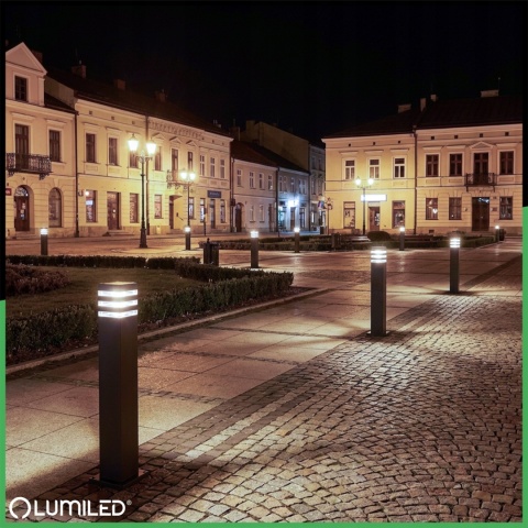 Słupek Ogrodowy 80cm Lampa Zewnętrzna E27 Czarna Nowoczesna Taxus 2 Lumiled