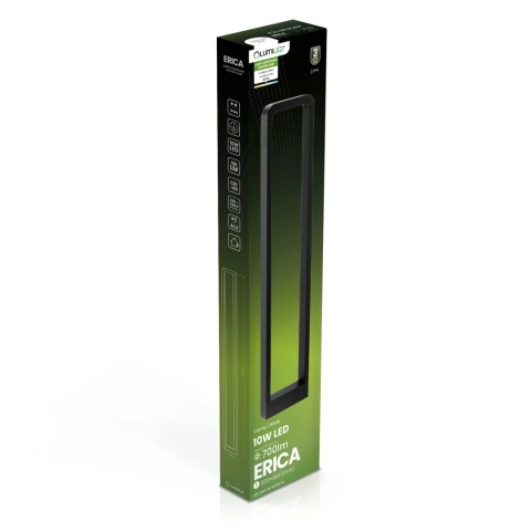Słupek Ogrodowy LED 10W Lampa Zewnętrzna 60cm Czarna Nowoczesna Erica 4000K