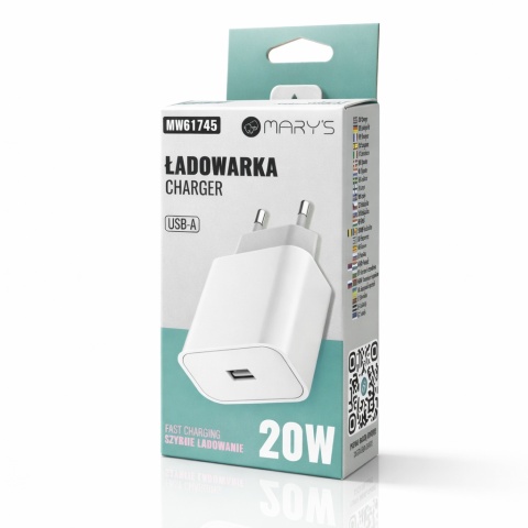 Szybka Ładowarka Sieciowa USB-A 20W Fast Charge Biała Mary's Wydajna Mocna