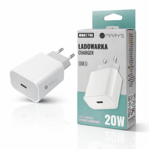 Szybka Ładowarka Sieciowa USB-C 20W Fast Charge Biała Mary's Wydajna Mocna