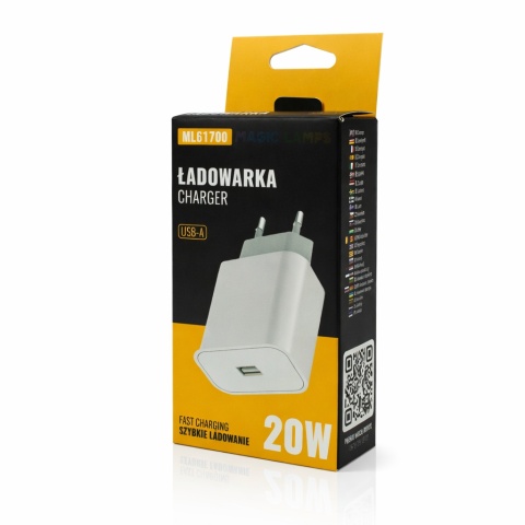 Szybka Magiczne Lampki Ładowarka Sieciowa USB 20W Fast Charge Biała Mocna