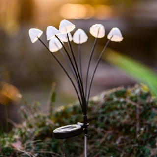 ZESTAW 2x Lampa Solarna Ogrodowa LED Grzyby Wbijane Słupek Ciepła IP65 Cari