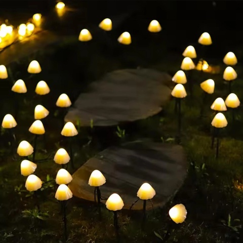 ZESTAW 2x Lampa Solarna Ogrodowa LED Grzyby Wbijane Słupek Ciepła IP65 Cari