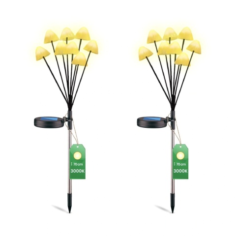 ZESTAW 2x Lampa Solarna Ogrodowa LED Grzyby Wbijane Słupek Ciepła IP65 Cari