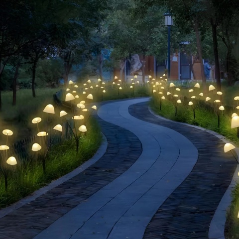 ZESTAW 2x Lampa Solarna Ogrodowa LED Grzyby Wbijane Słupek Ciepła IP65 Cari