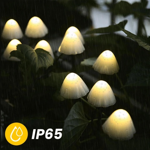ZESTAW 2x Lampa Solarna Ogrodowa LED Grzyby Wbijane Słupek Ciepła IP65 Cari