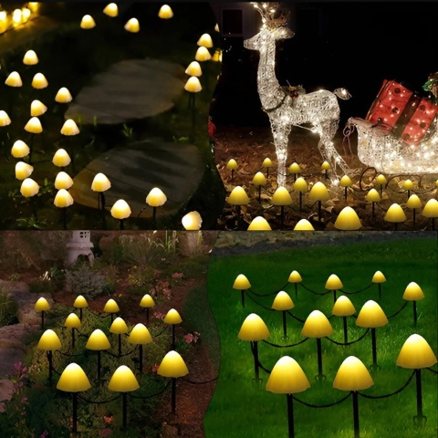 ZESTAW 2x Lampa Solarna Ogrodowa LED Grzyby Wbijane Słupek Ciepła IP65 Cari