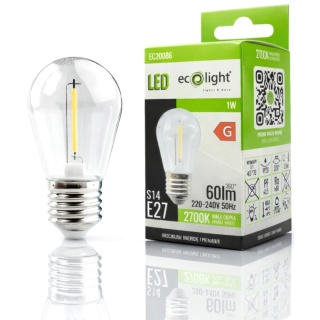 Żarówka Filament 1W do Girland 230V E27 2700K Ciepłe 60lm Taras Ogród Altan