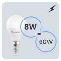 Żarówka LED E14 Kulka P45 8W = 60W 880lm 3000K Ciepła 180° LUMILED