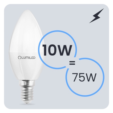 Żarówka LED E14 świeca świeczka 10W = 75W ciepła 3000K 1100lm LUMILED