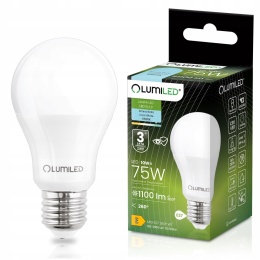 Żarówka LED E27 A60 10W = 75W 1100lm 6500K Zimna 260° LUMILED