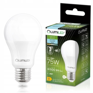 Żarówka LED E27 A60 10W = 75W 1100lm 6500K Zimna 260° LUMILED
