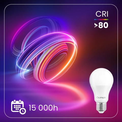 Żarówka LED E27 A60 13W = 100W 1521lm 6500K Zimna 260° LUMILED