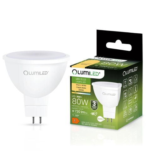 Żarówka LED GU5.3 Reflektor MR16 8W = 80W 720 lm 230V 3000K Ciepła 120°