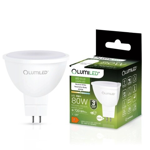 Żarówka LED GU5.3 Reflektor MR16 8W = 80W 720 lm 230V 4000K Neutralna 120°