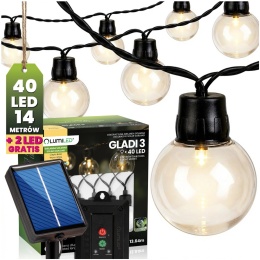 Girlanda Solarna 13,6m 40x LED Kulki Ogrodowa na Balkon Taras Gladi 3 IP44