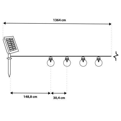 Girlanda Solarna 13,6m 40x LED Kulki Ogrodowa na Balkon Taras Gladi 3 IP44