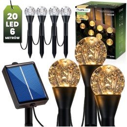 Girlanda Solarna 5,8m 20 LED Wbijana Lampki Ścieżka Ogród Hakon IP44 3000k
