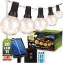 Girlanda Solarna Ogrodowa 10,55m 20x LED Żarówki Pilot Ciepła Barwa IP44