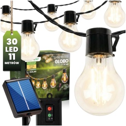 Girlanda Solarna Ogrodowa 10,7m 30 LED Żarówki Retro Ciepła Zewnętrzna
