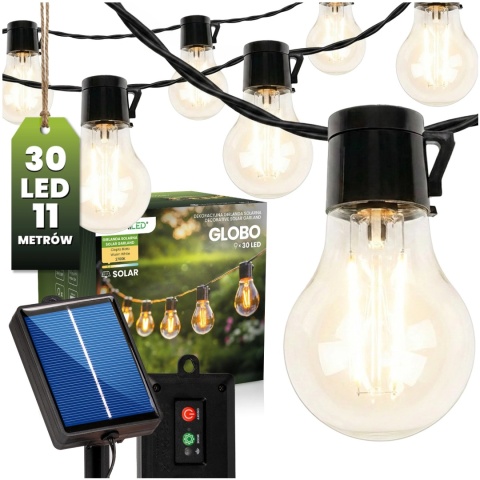 Girlanda Solarna Ogrodowa 10,7m 30 LED Żarówki Retro Ciepła Zewnętrzna