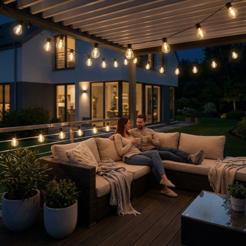 Girlanda Solarna Ogrodowa 10,7m 30 LED Żarówki Retro Ciepła Zewnętrzna