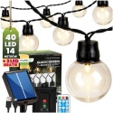Girlanda Solarna Ogrodowa 13,6m 40x LED Kulki Pilot USB-C Timer Ciepła IP44