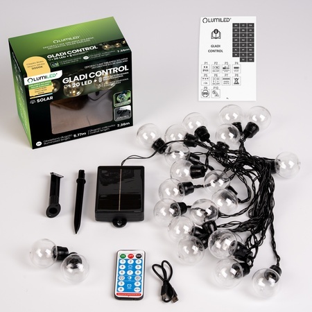 Girlanda solarna ogrodowa 20 LED 7,36m 3000K Lumiled GLADI CONTROL