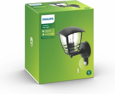 Kinkiet zewnętrzny Philips Creek E27 IP44 z czujnikiem ruchu czarny
