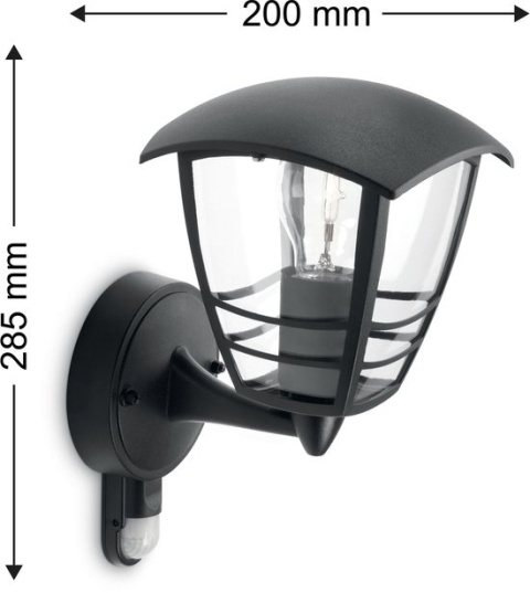 Kinkiet zewnętrzny Philips Creek E27 IP44 z czujnikiem ruchu czarny