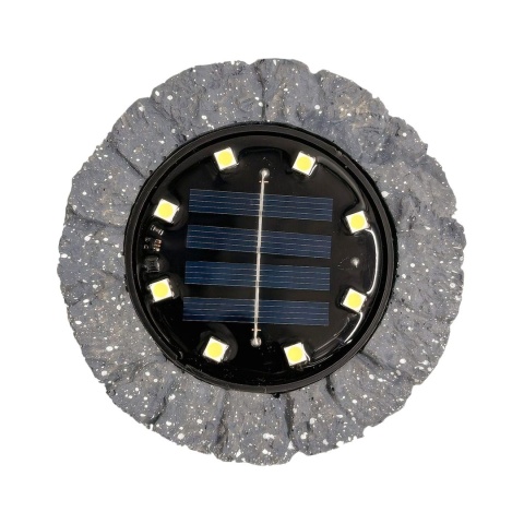 Panel solarny i diody LED lampki ogrodowej Rock – widok z góry