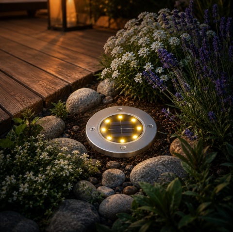 Lampa Solarna Tarasowa Deck Najazdowa na Podjazd Płaska 3000K Ciepła IP44