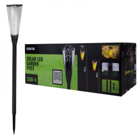 Lampa solarna LED wbijana Pochodnia Ciepła 1600K Czujnik Zmierzchu IP65