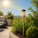 Latarnia Solarna Bamboo Plecionka Rattan Ogród Balkon Ciepły Płomień IP44