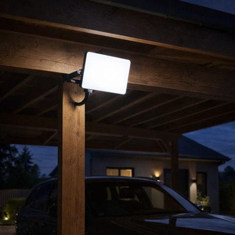 Naświetlacz LED 30W 3000lm 5000K IP65 Zewnętrzny Czarny Garaż Ogród