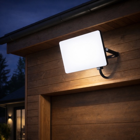 Naświetlacz LED 50W 5000lm 5000K IP65 Zewnętrzny Czarny Garaż Ogród