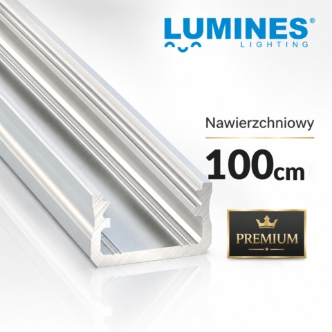 Profil LED aluminiowy PREMIUM nawierzchniowy TYP-A surowy 1m do taśm LED LUMINES