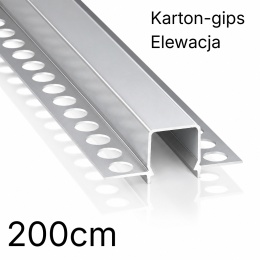 Profil do LED p/t aluminiowy anodowany MOSSO srebrny, klosz mleczny PC 2,02 m
