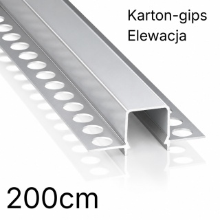 Profil do LED p/t aluminiowy anodowany MOSSO srebrny, klosz mleczny PC 2,02 m