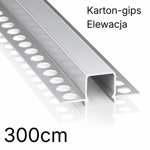 Profil do LED p/t aluminiowy anodowany MOSSO srebrny, klosz mleczny PC 3m