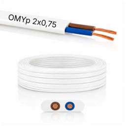 Przewód elektryczny Płaski H03VVH2F OMYp 300V 2x0,75 płaski biały linka 1m
