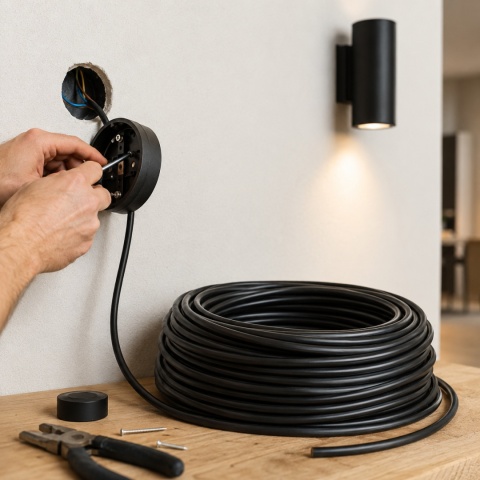 Przewód okrągły elektryczny H03VVF OMY 300V 2x0,75 czarny linka 25m