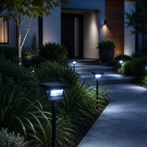 Reflektor Solarny Point Lampa Ogrodowa Czujnik Zmierzchu Wbijana 2w1 8000K IP44