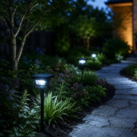 Reflektor Solarny Point Lampa Ogrodowa Czujnik Zmierzchu Wbijana 2w1 8000K IP44