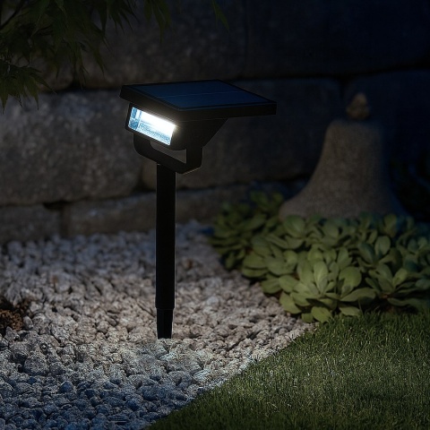 Reflektor Solarny Point Lampa Ogrodowa Czujnik Zmierzchu Wbijana 2w1 8000K IP44