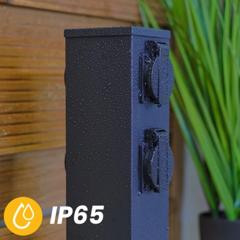 Słupek ogrodowy Lumiled IBERI 40cm 4x Gniazdo sieciowe 230V IP65/IP54 Czarn